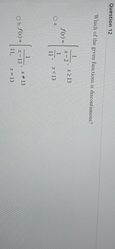  easy continuous vs discontinuous function Question 12 Which of the given