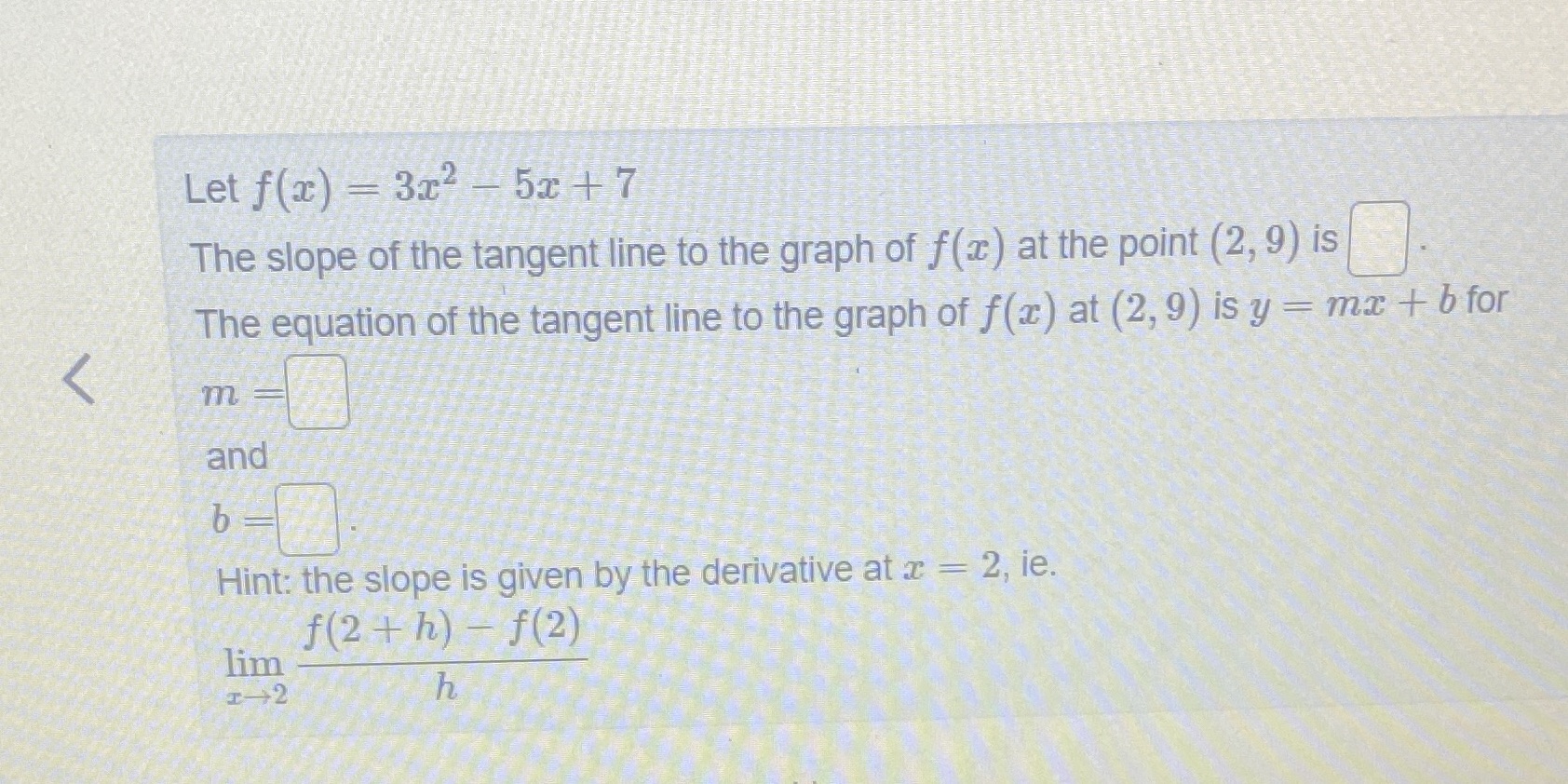 the tangent line to the graph of f () at the point