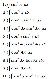  Evaluate the integrals below 1. ) sin' x dx 2.) [