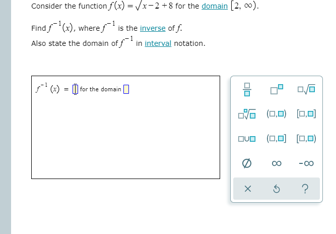  Consider the function f(x) = \\x -2 +8 for the domain