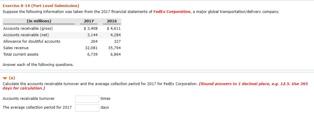 the 2017 financial statements of FedEx Corporation, a major global transportation/delivery company.