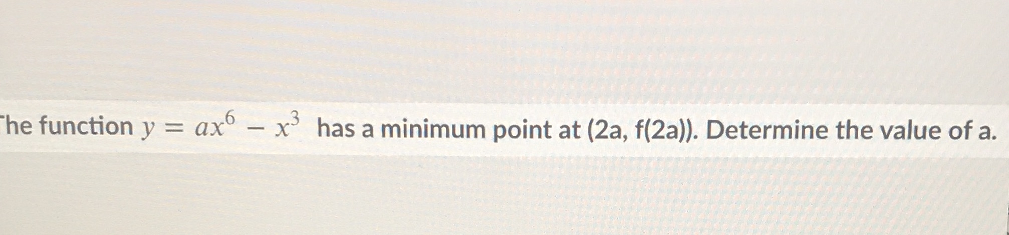 6 "he function y = ax x has a minimum point at