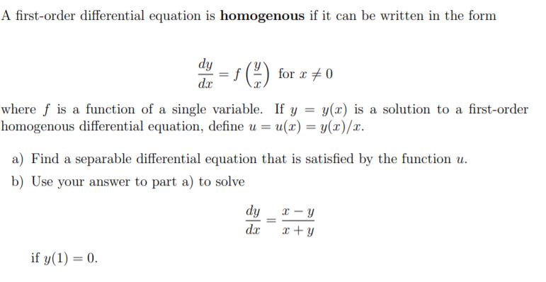 the form for 0 where f is a function of a single