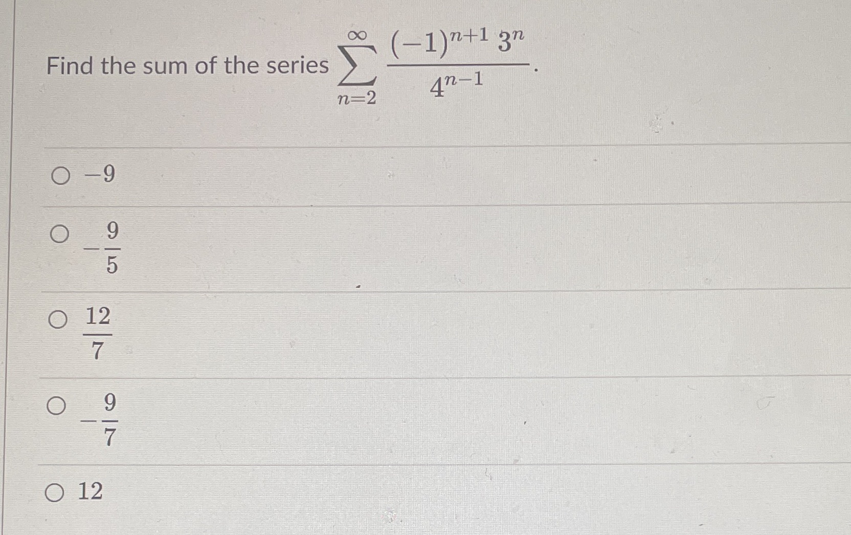00 (1)n+1 Find the sum of the series 0 12 0 12