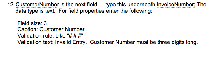 . For Item Number , type Item Number directly underneath Field Name