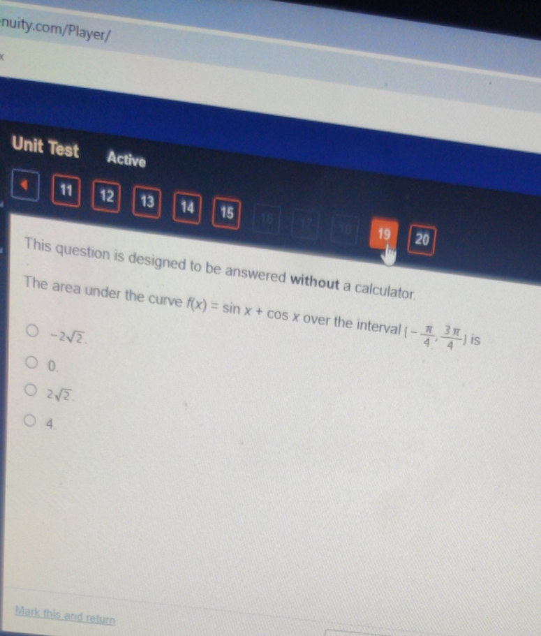 19 20 This question is designed to be answered without a calculator.