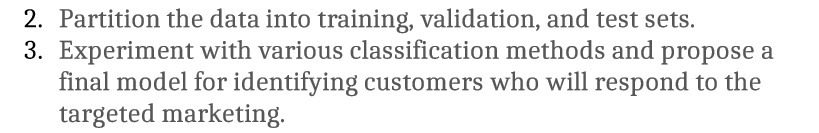 Experiment with various classification methods and propose a final model for identifying