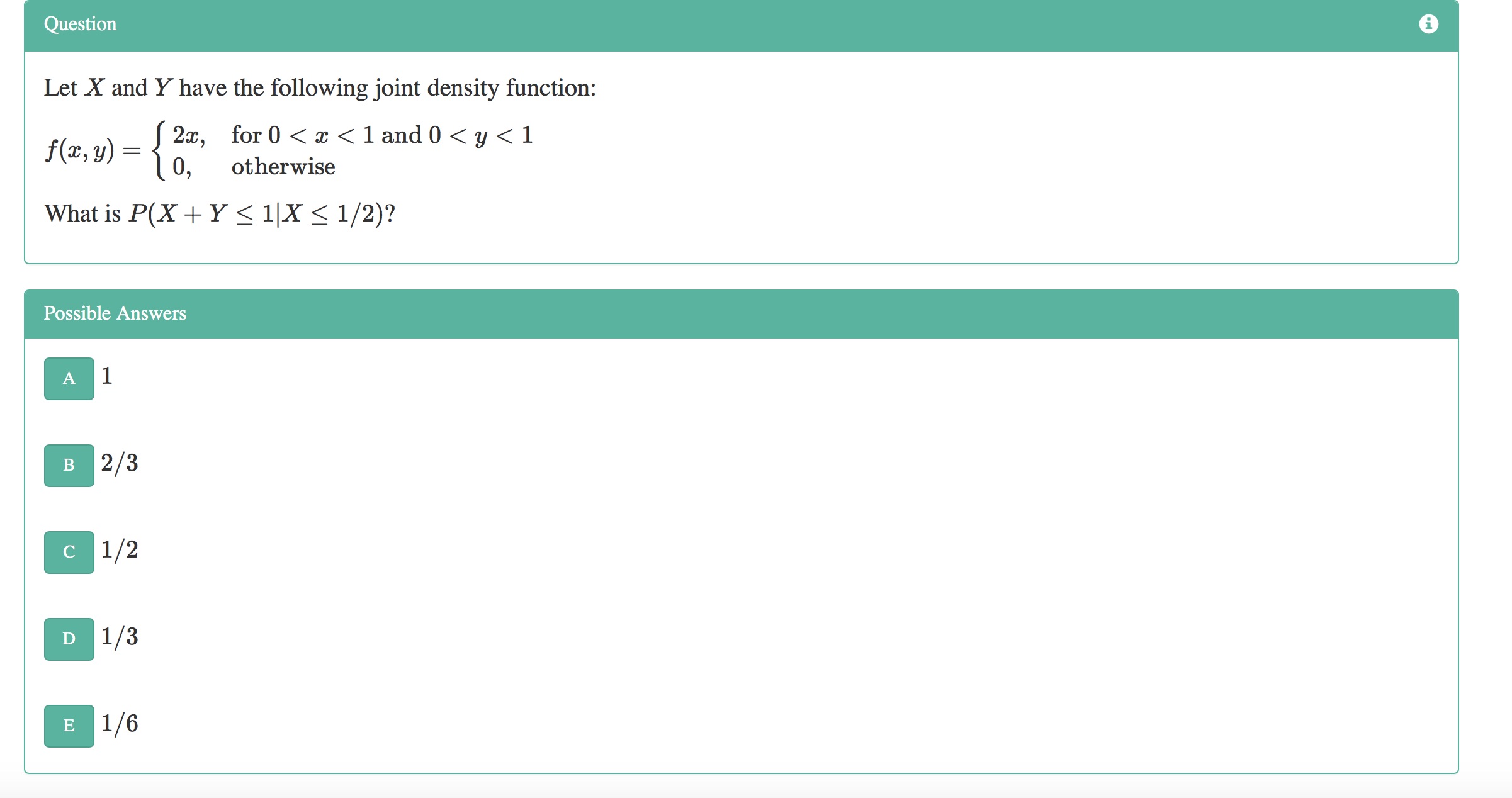 Question Let X and Y have the following joint density function: 2c,