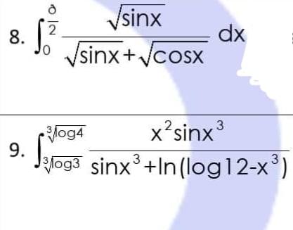 sinx dx sinx+ cosx x sinx 3 og4 3+1n(log1 2-x3) 3 og3