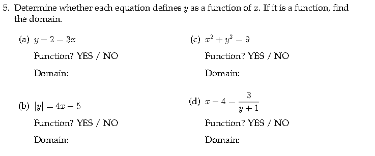 z. If it is a function, find the domain. (a) y -
