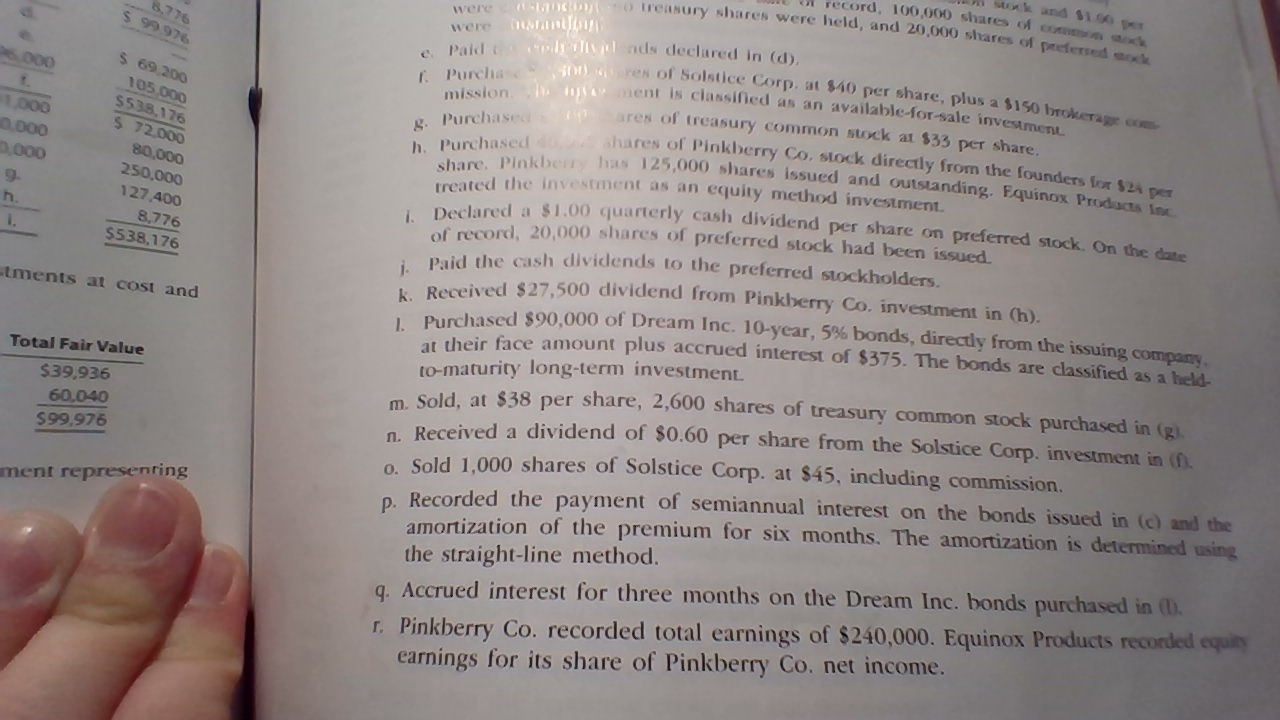 supporting calculation OBJ. 3. 3.4 The provided Comprehensive Problem 4 Selected transactions