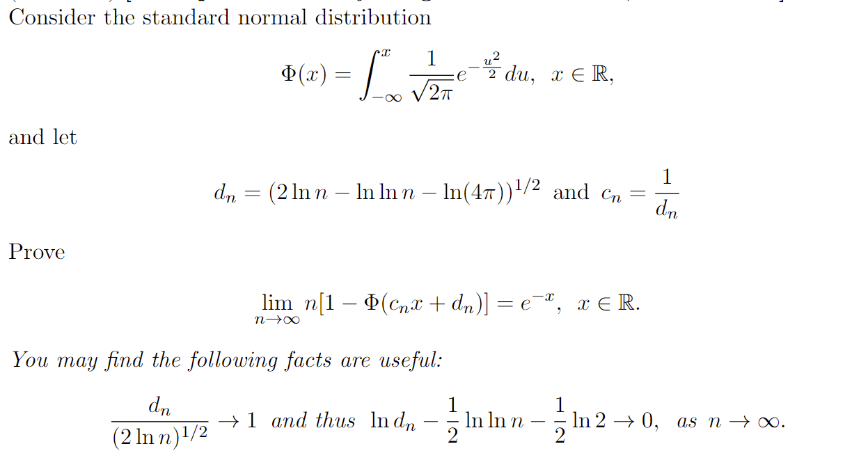 and let dn = (21nn - In Inn - In(47))1/2 and on
