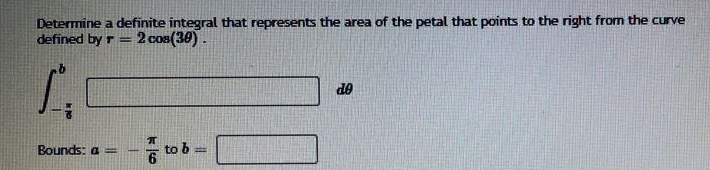 thanks! I would like to understand. Determine a definite integral that represents