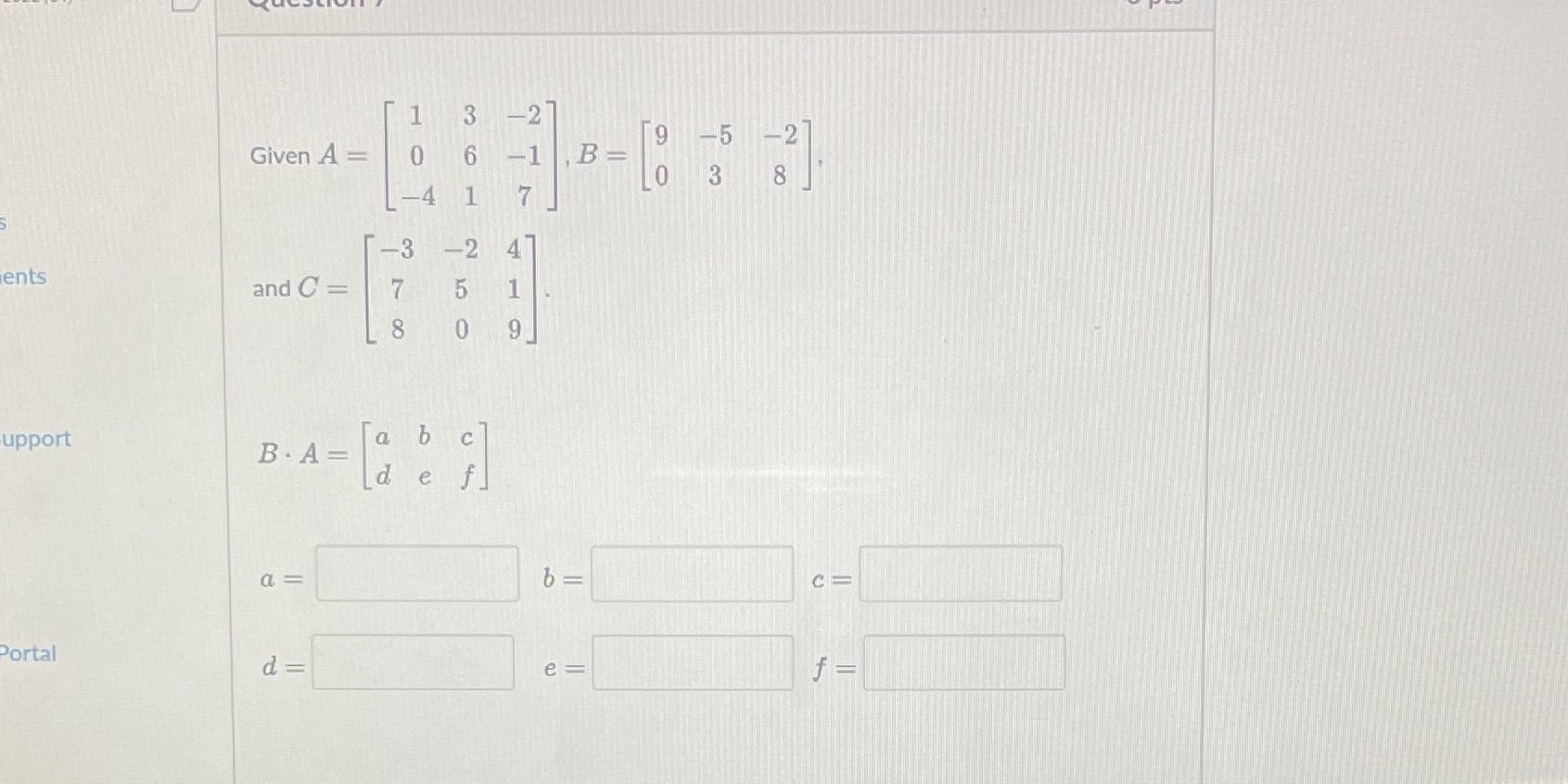 Given A = ents and C = upport ortal