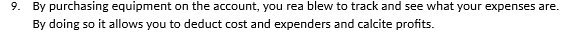 9_ By purchasing equipment on the account, you rea blew to track