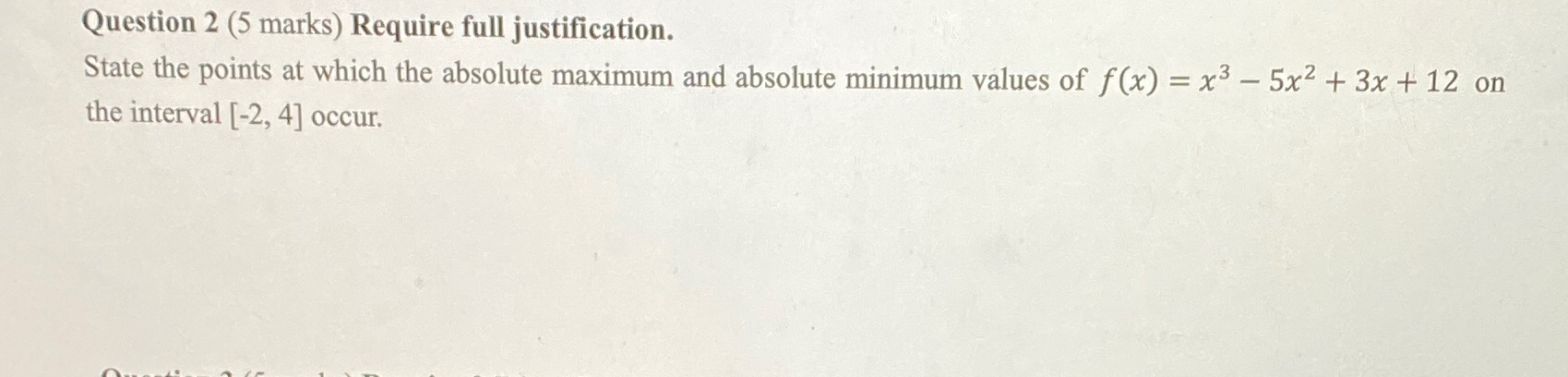 which the absolute maximum and absolute minimum values of f(x) = x3
