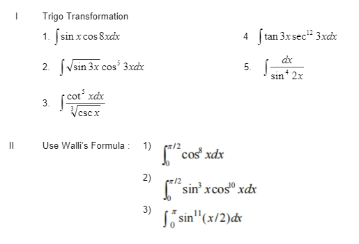 Trigo Transformation 2. 3. sm x cos Sidi sin 31 coss 3xdx