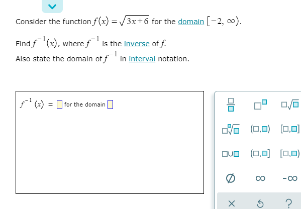 co). Find f(x), where f is the inverse of f. Also state