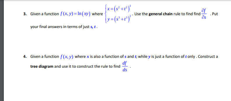 function f (x, y) =In (xy ) where () = ( $3