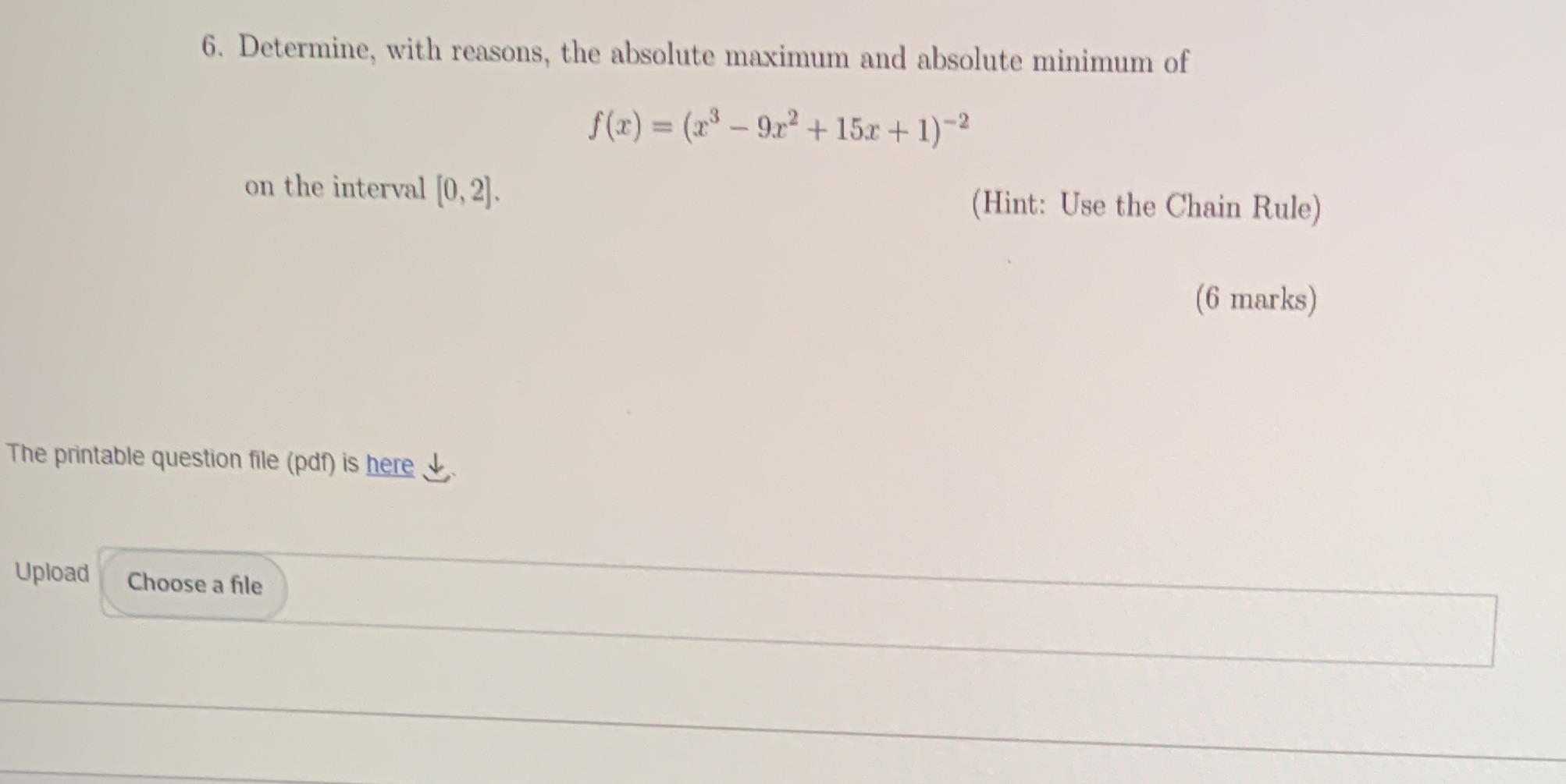 f(x) = (23 - 912 + 15x + 1)-2 on the interval
