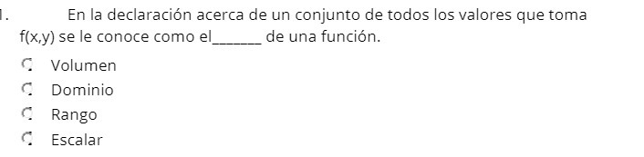 En la declaraci6n acerca de un conjunto de todos los valores que
