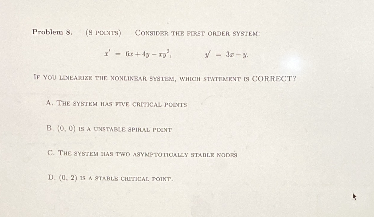 6x + 4y - ry, y = 3x-y. IF YOU LINEARIZE THE
