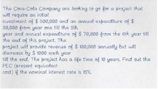 i"vestmeat $ 5t,C and an annual expenditLare $ 50O gear ene the