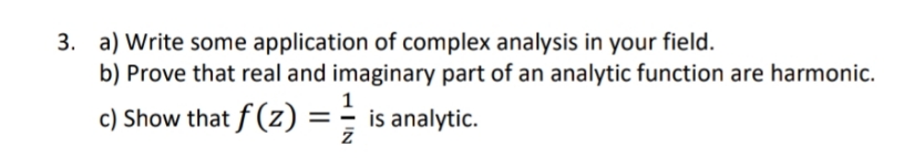 complex analysis in your field. In} Prove that real and imaginary part