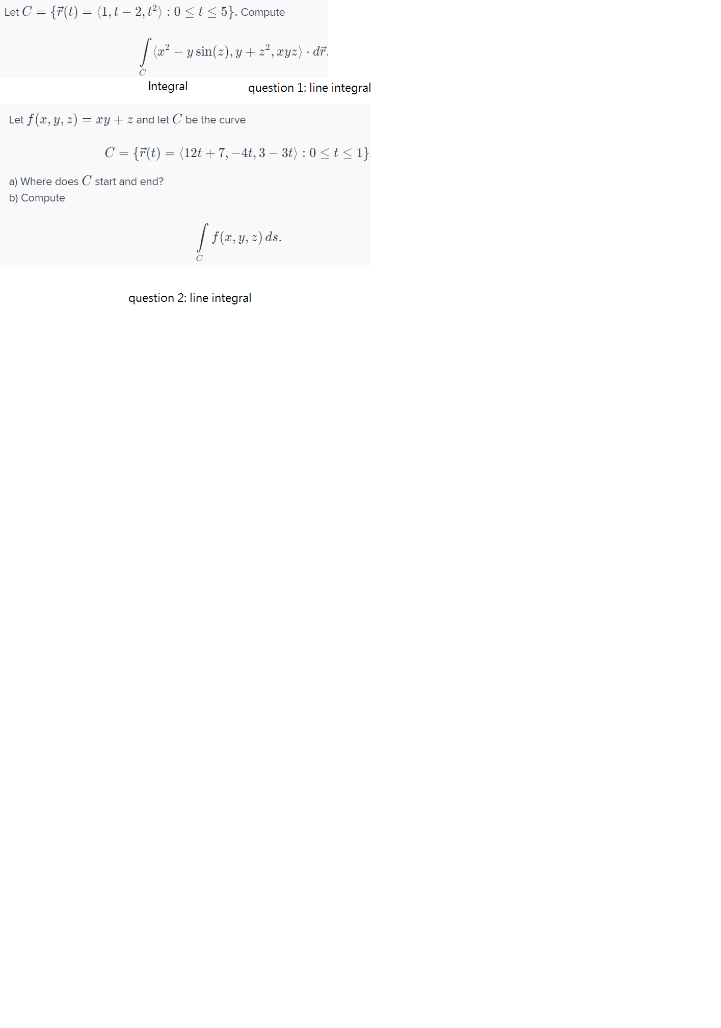 Let C (1, t 2, t2) : O S t S 5}.