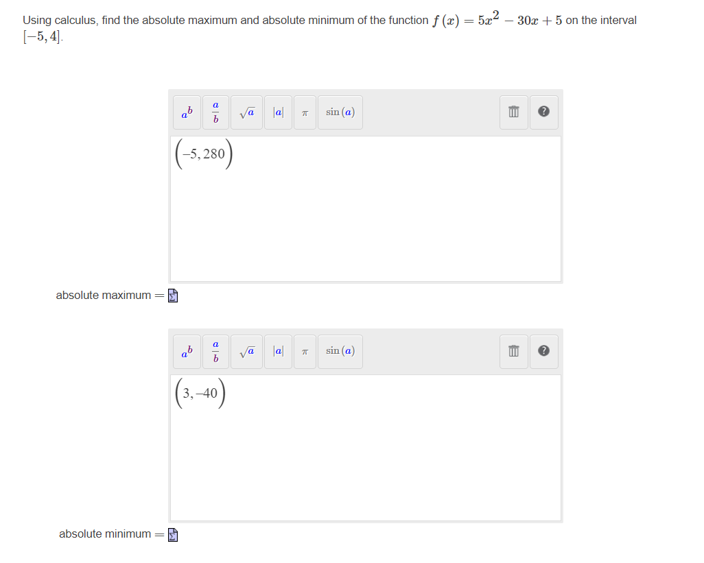 function f (at) = 532 303: + 5 on the interval [5,4]_