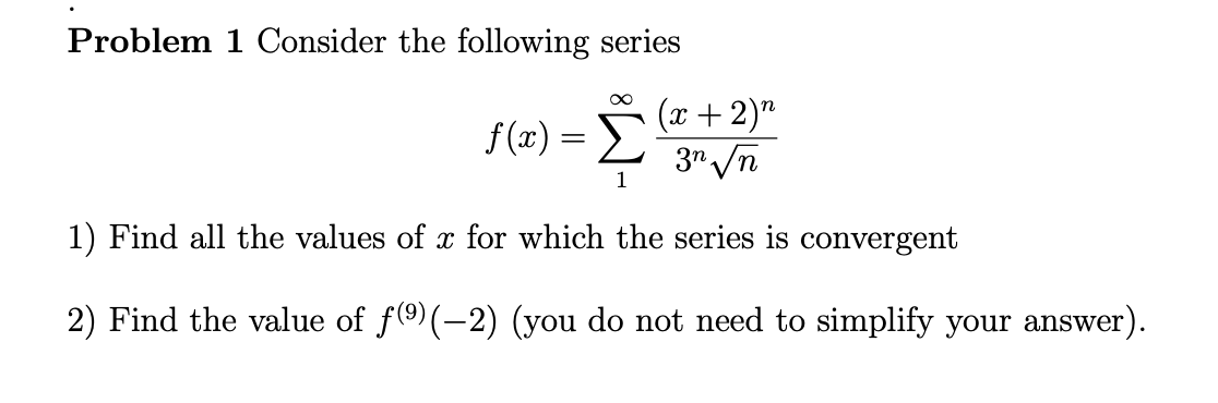 f () = 3n n 1 1) Find all the values of