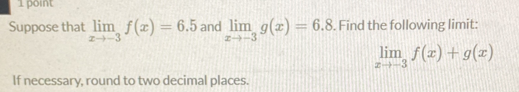 g(x) - 6.8. Find the following limit: 1 3 1 3 lim