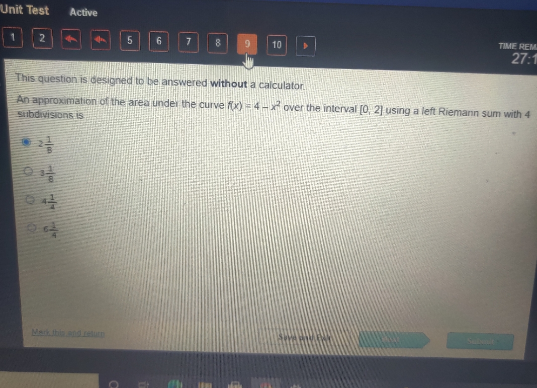 9 10 D 27:1 This question is designed to belanswered without a