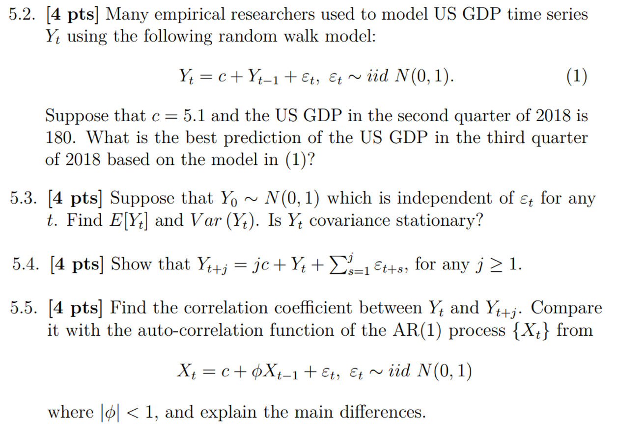 series Yt using the following random walk model: iid N (0, 1).