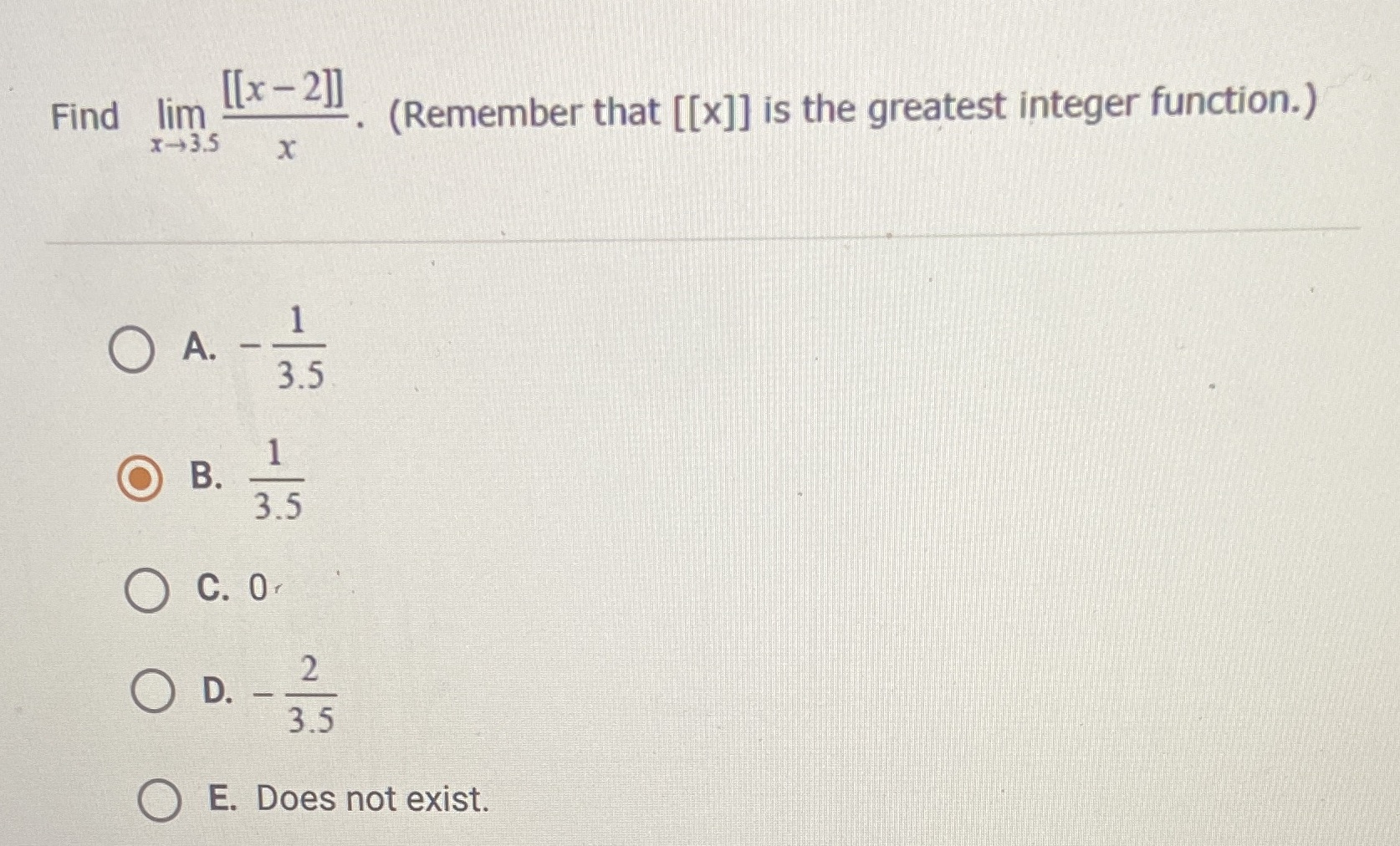 [x]] is the greatest integer function.) X O A. - 1 3.5