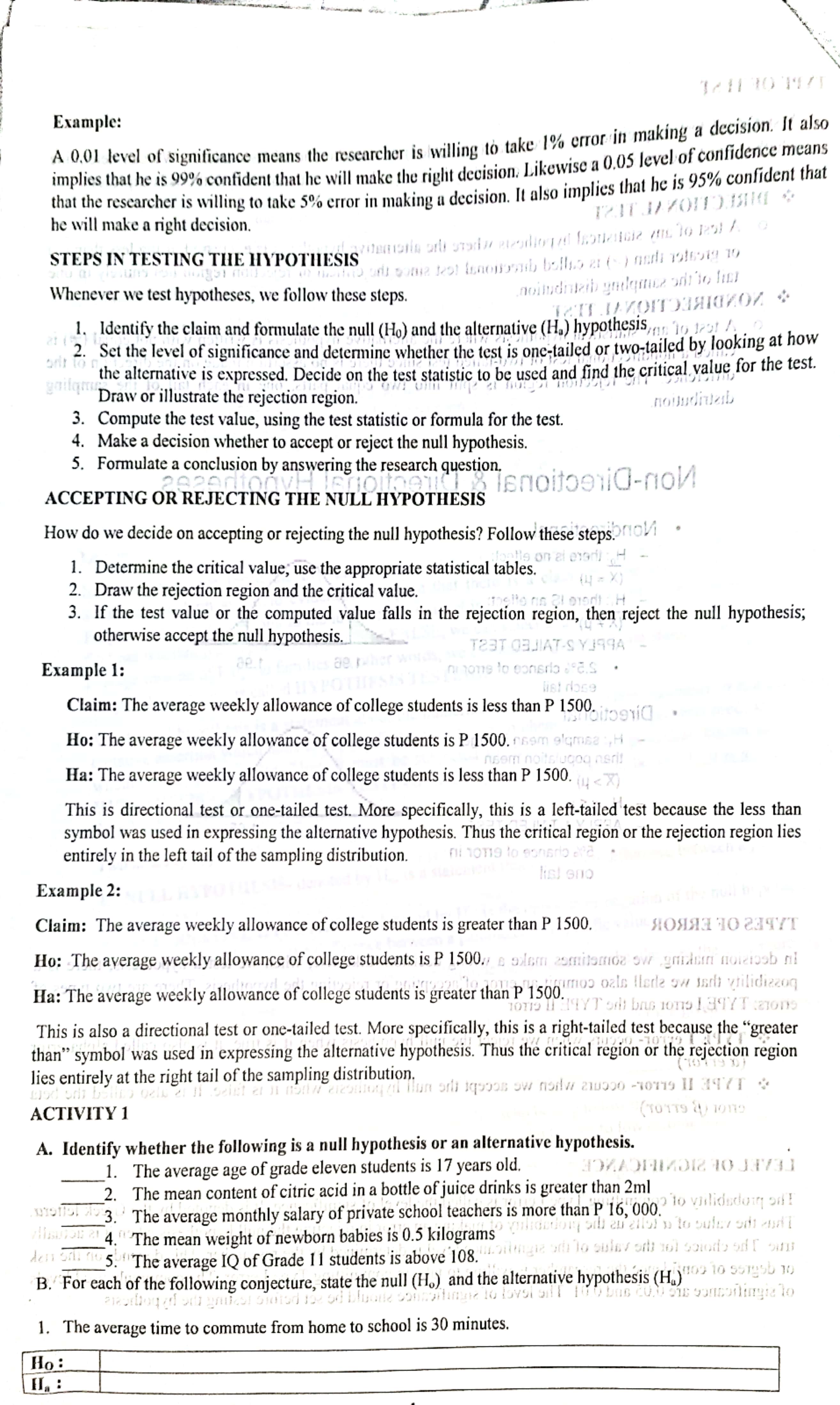 daily allowance of grade 1 1 students in private school is P100