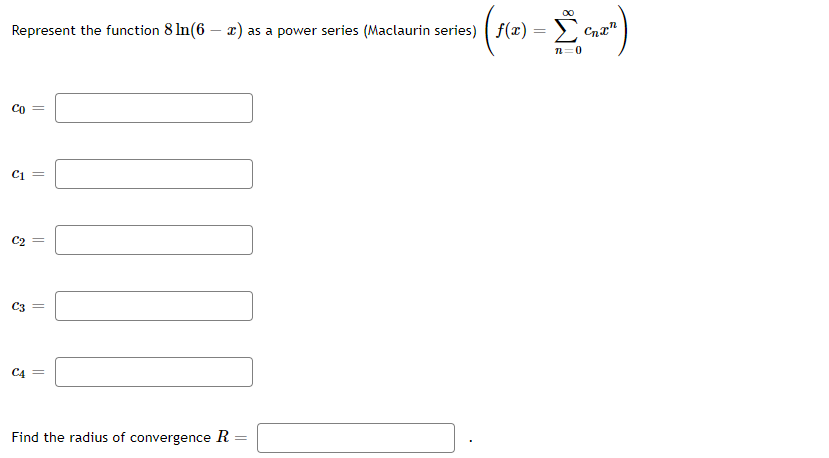 (Maclaurin series) ( f(x) = ) (na " ) n=0 Co C1