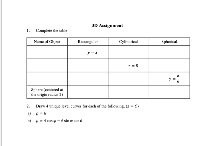 Spherical y= X r = 5 P = Sphere (centered at the