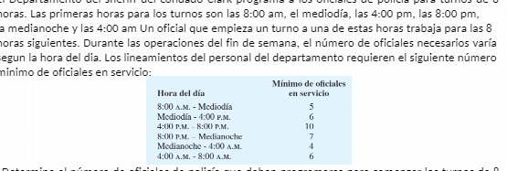 loras_ Las primer-s horas para Ios turnos son Ias 8:00 am, eI