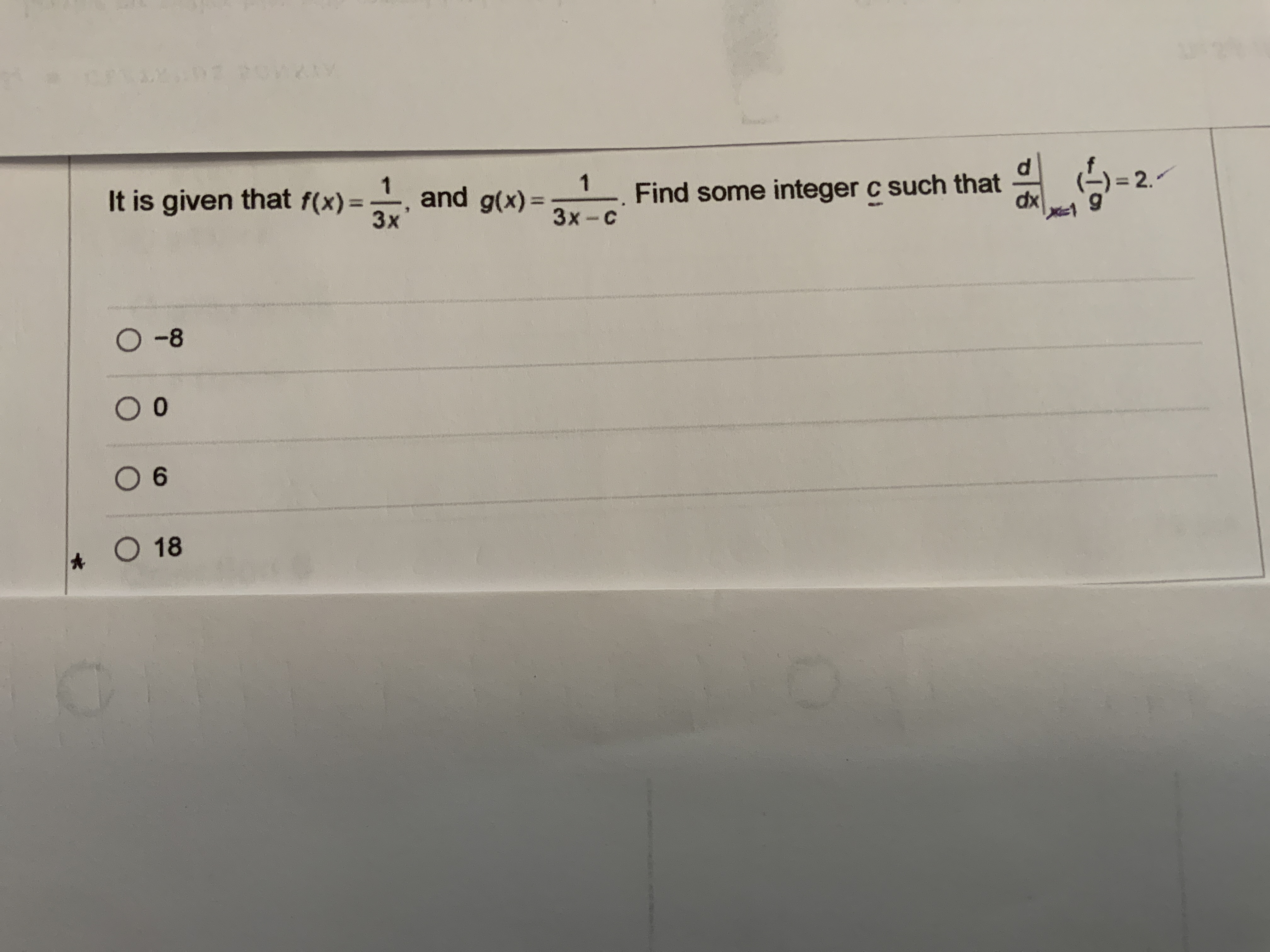 It is given that f(x) = _, and g(x) =- 1