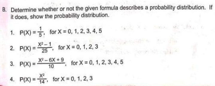 describes a probability distribution. If it does, show the probability distribution. 1.