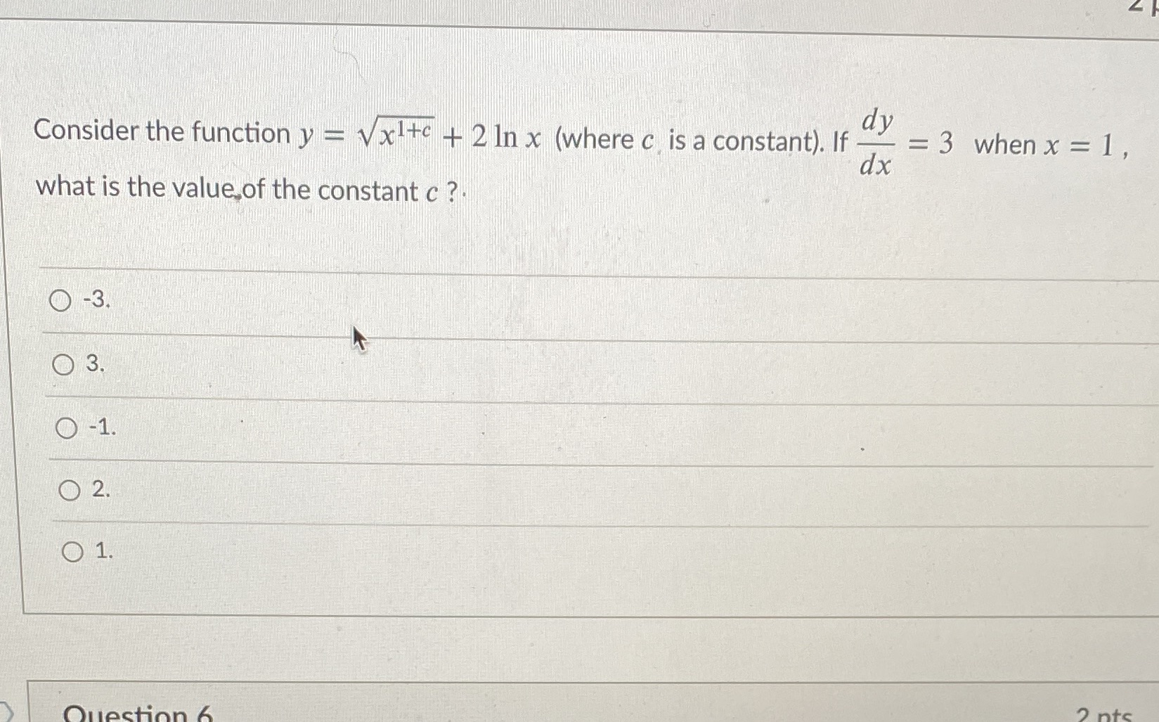  Consider the function y = Vxitc + 2 In x (where