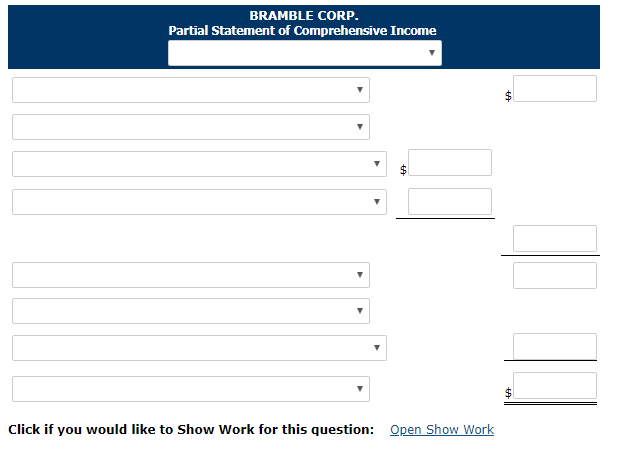 BRAMBLE CORP. Partial Statement of Comprehersive Income Click if you would like