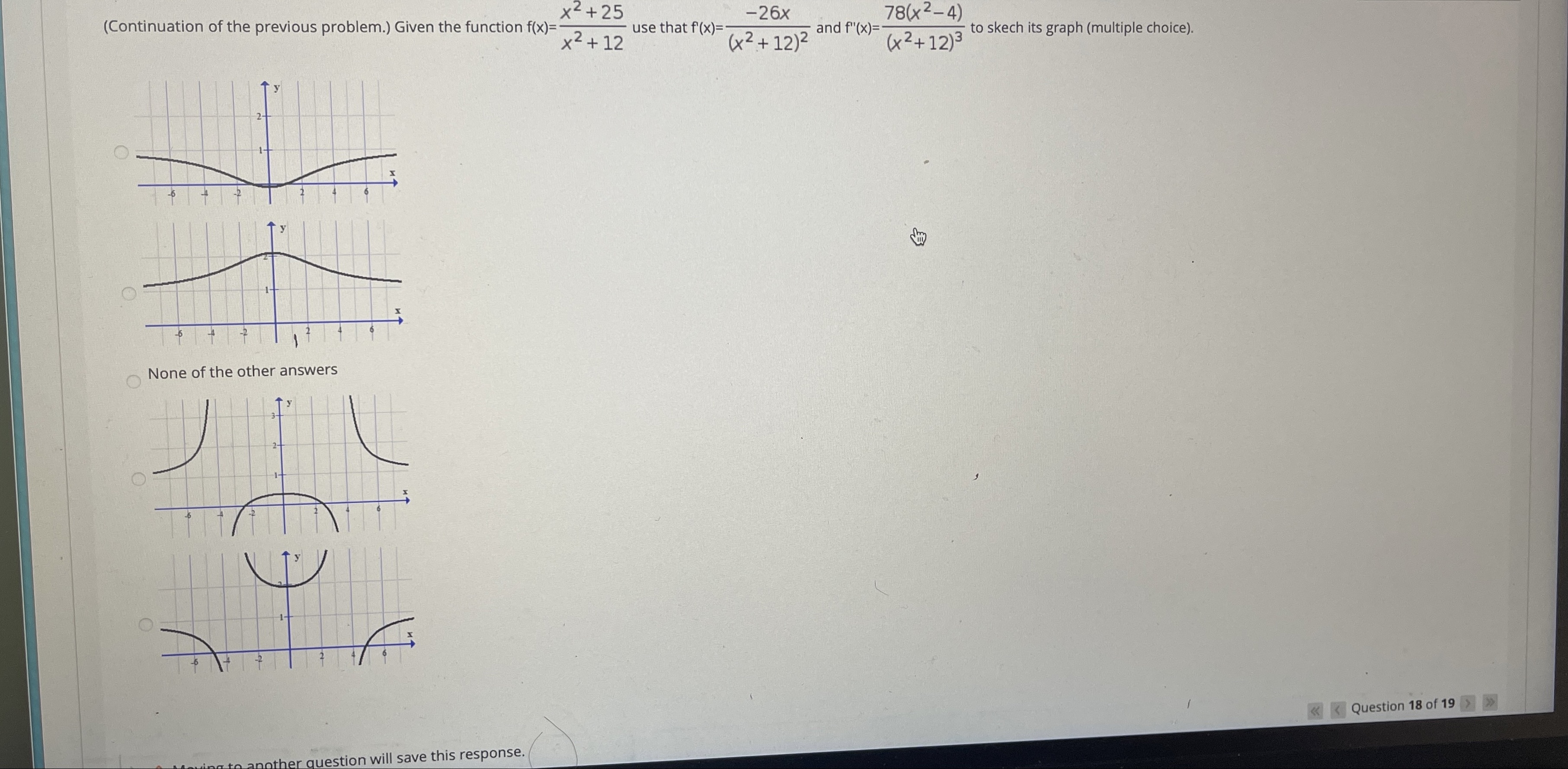  (Continuation of the previous problem.) Given the function f(x)= x2+ 25