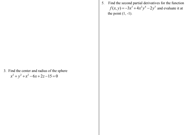 =-3x +4xy -2y' and evaluate it at the point (1, -1). 3.