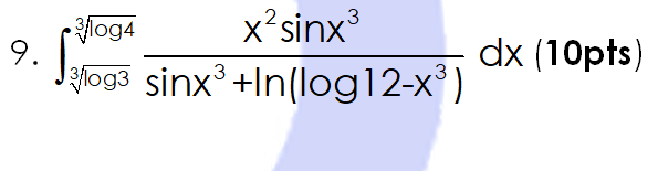 3 log4 9. 3 log3 sinx x2sinx 3 +1n(log12-x3 dx (1 Opts)