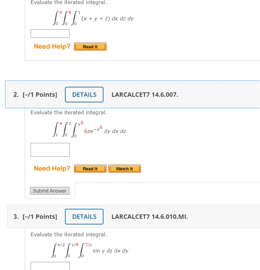  Evaluate the iterated integral. 6 1 . / ( x +