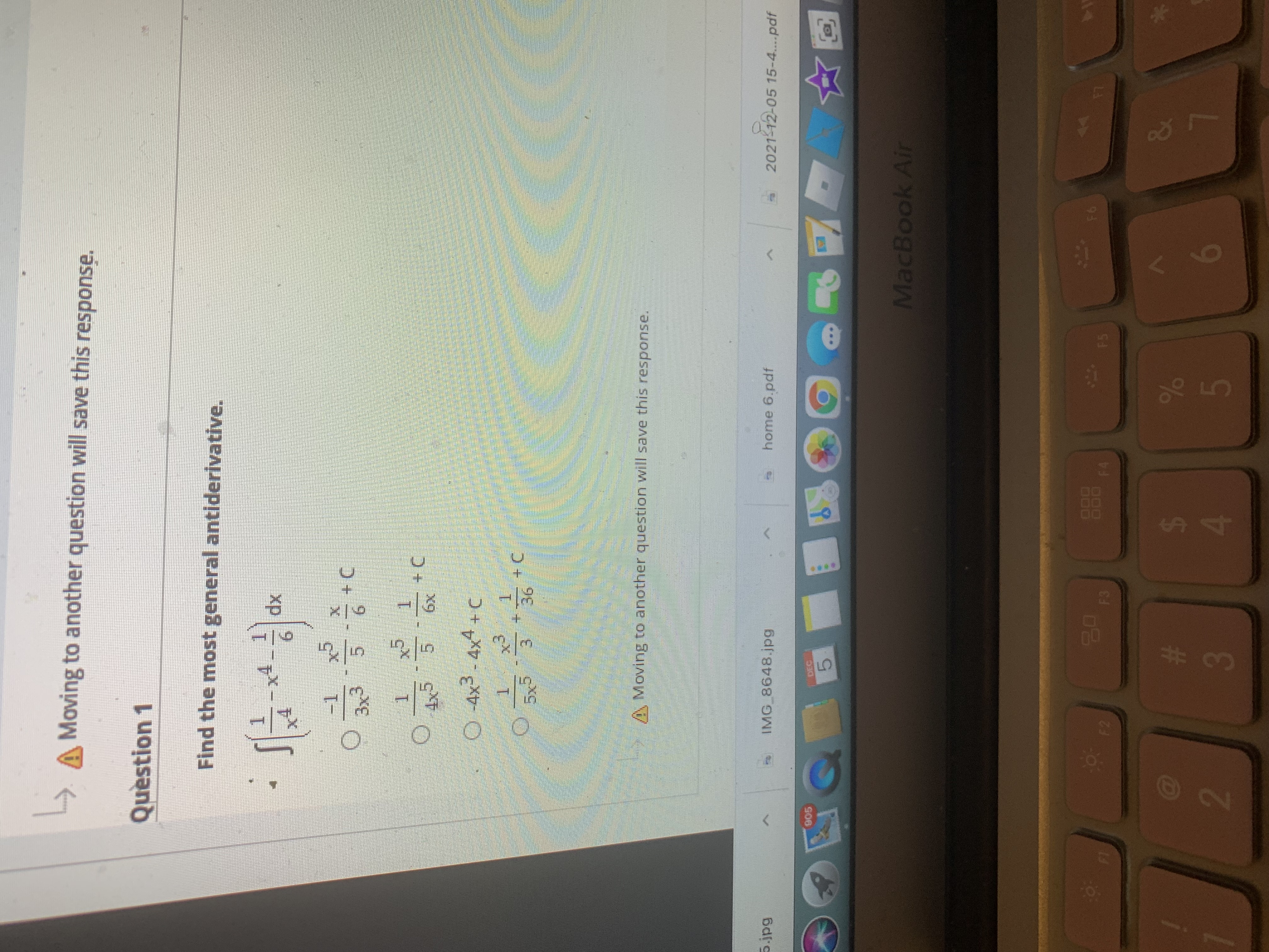 1 Find the most general antiderivative. dx -1 13 3 x 3
