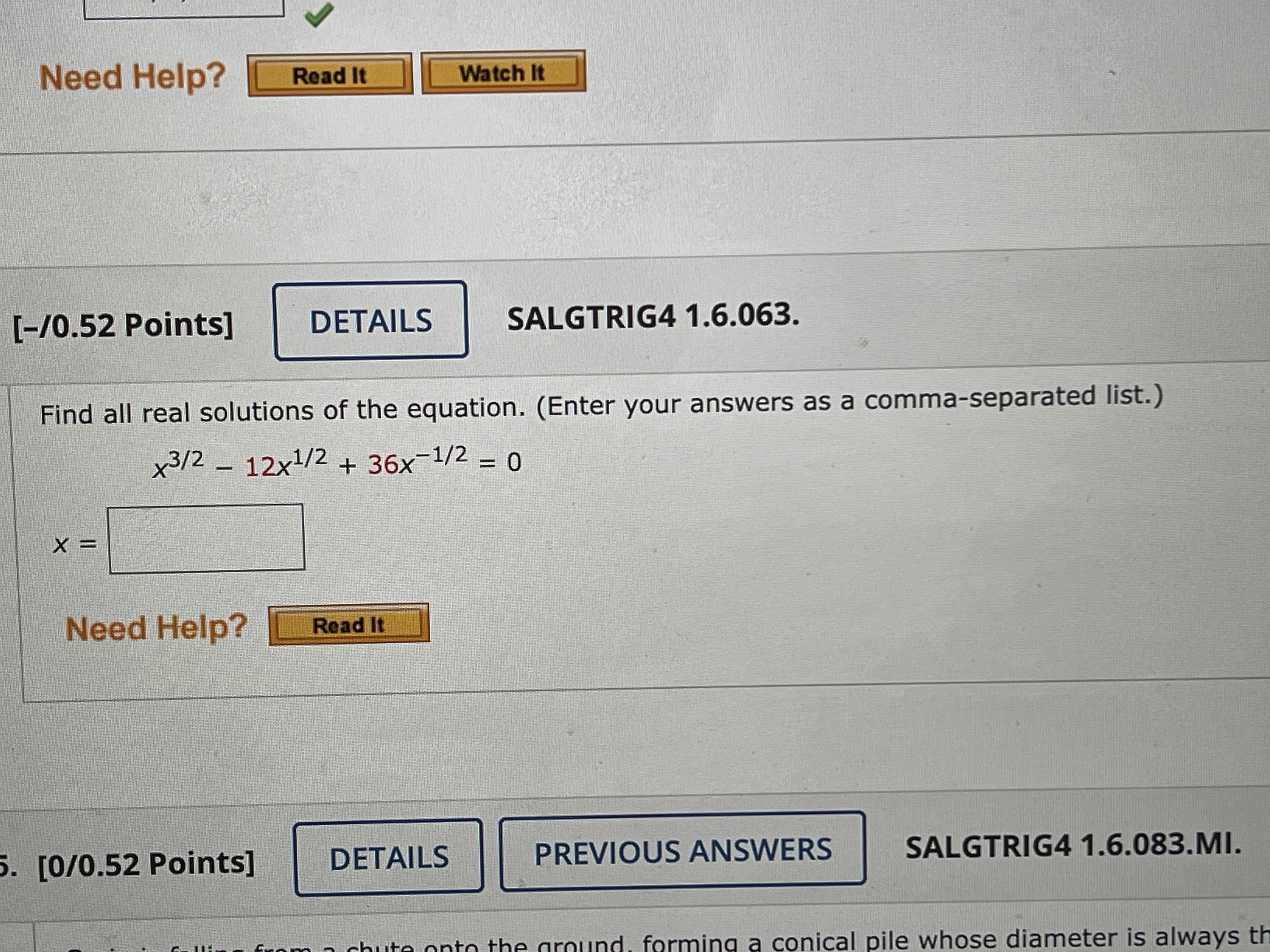  Need Help? Read It Watch It [-/0.52 Points] DETAILS SALGTRIG4 1.6.063.