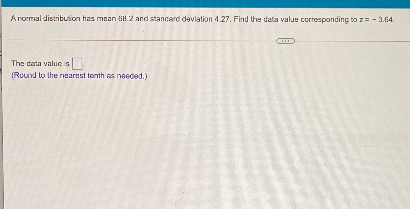 the data value corresponding to z = - 3.64. . . .